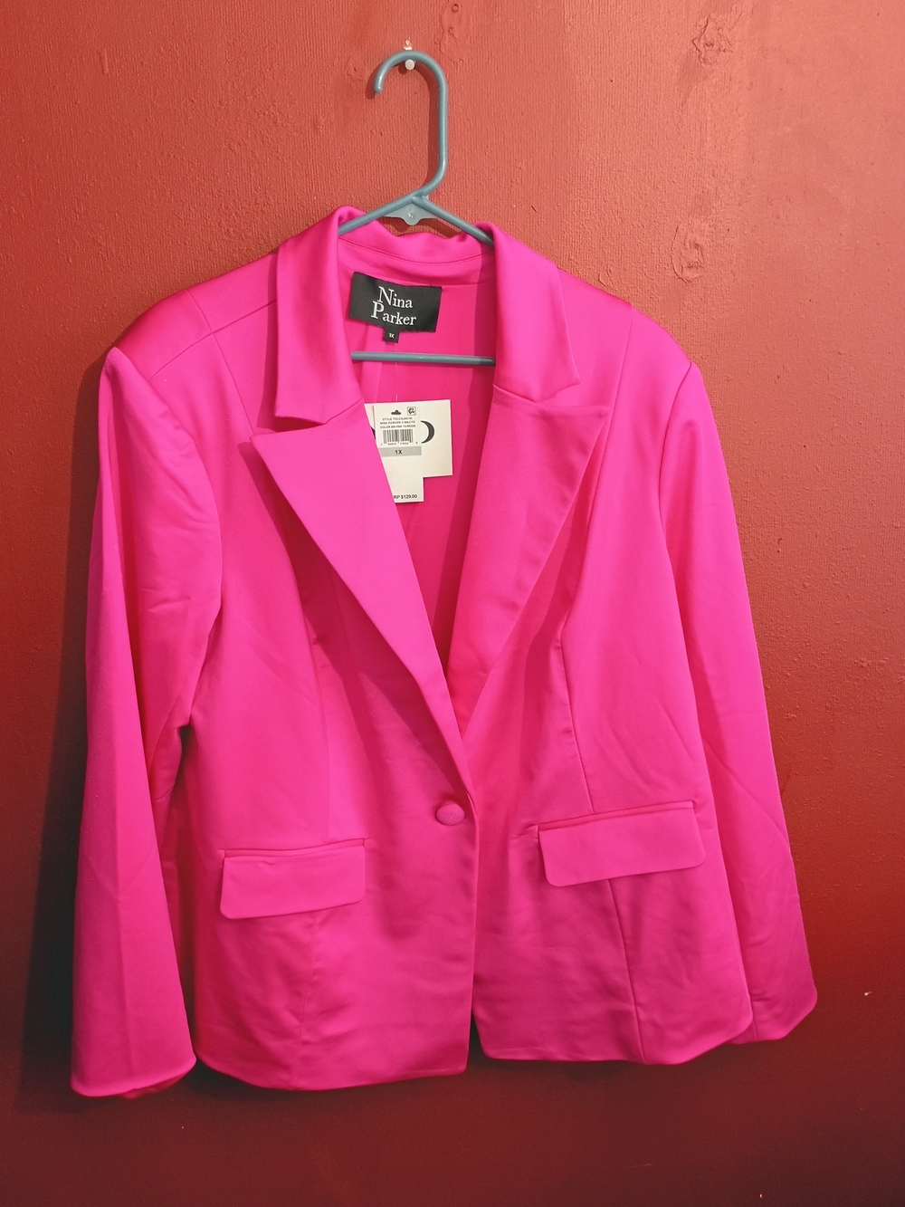 Nina Parker Hot Pink Single-Button Blazer